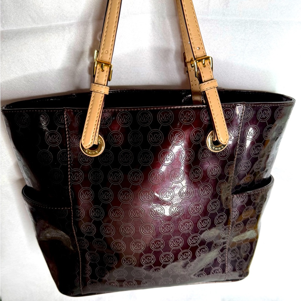 Michael Kors black patent leather Tote Bag